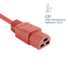 ACT Napajalni kabel AK5362 C20 (M) - C21 (F) 2 m rdeče barve