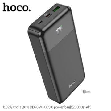 Hoco Powerbank Hoco 20000 mAh QC3.0 PD 3A 20W J102A, črn