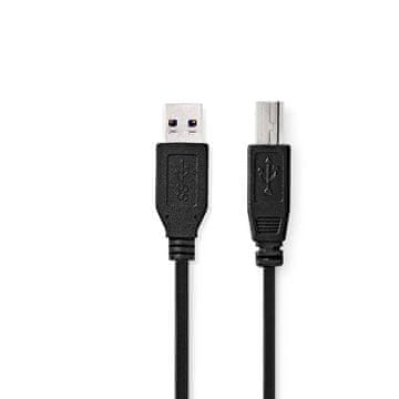Nedis USB kabel | USB 3.2 Gen 1 | USB-A moški | USB-B moški | 5 Gbps | Ponikljano | 2,00 m | Okrogla | PVC | Črna | Škatla