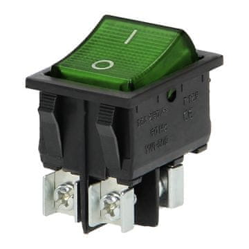 Orno Osvetljeno preklopno stikalo, zelen gumb, črno ohišje, 20(10)A / 250V