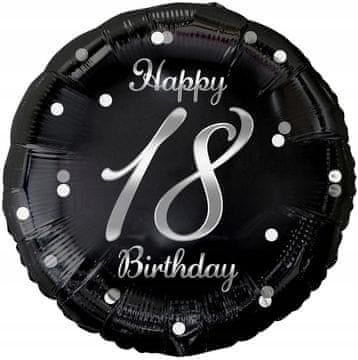 GoDan B&C Folija balon za rojstni dan Happy 18, črn, 18 palcev