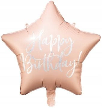 Folija balon Happy Birthday 40 cm svetlo roza barve