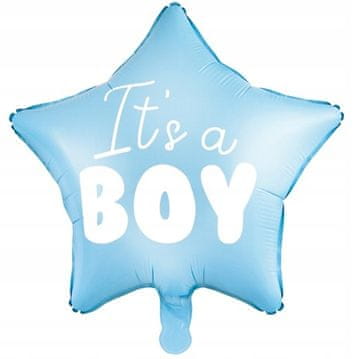 Folija balon z zvezdico It's a boy, 45 cm, moder, 1 kos.