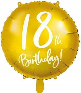 Folija balon za 18. rojstni dan, zlat, 45 cm, 1 kos.