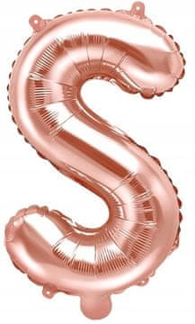 Folija balon Črka "S", 35 cm, roza zlato 1 kos.