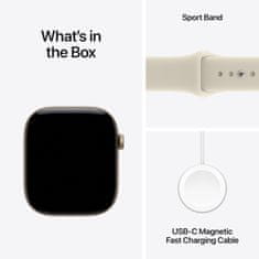 Apple Watch Series 12 pametna ura, GPS, 42mm, alu. ohišje, Light Gold, Sport Band - S/M, bež (mjed4wf/a)