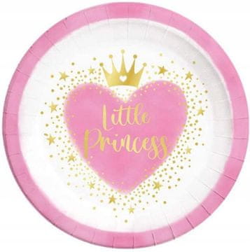 Procos Papirnati krožniki MALA PRINCESA Roza srce za enoletni rojstni dan 23 cm 8 kosov