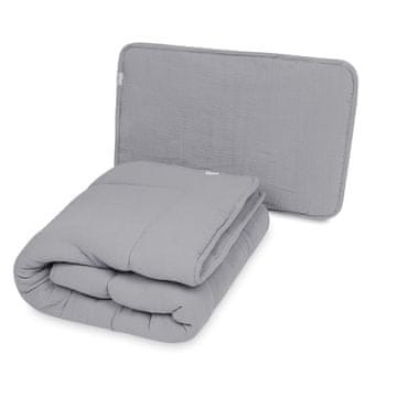 BabyMatex Otroška odejica 100x135 + vzglavnik 40x60 MUSLIN siva