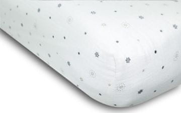 BabyMatex MUSLIN DESIGN nastavljiva rjuha 60x120x10 bela z zvezdicami