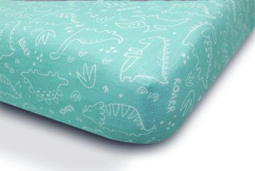 BabyMatex Rjuha MUSLIN DESIGN 60x120x10 turkizna z dinozavri