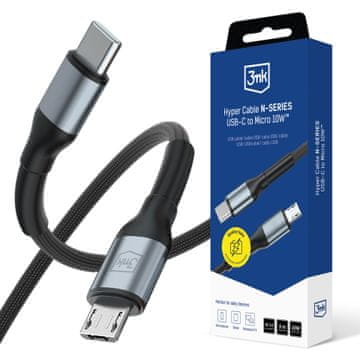 3M Dodatki - 3mk Hyper kabel N-SERIES C do Micro 3m QC 3.0 5V/2A 10W črne barve