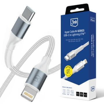 3M Dodatki - 3mk Hyper kabel N-SERIES C do Lightning 50cm PD 3.0 9V/3A 27W bel