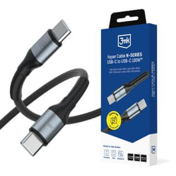 3M Dodatki - 3mk Hyper Cable N-SERIES C do C 1,5 m PD 3.0 QC 3.0 20V/5A 100W Črna
