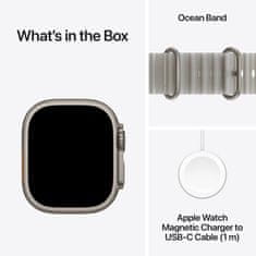 Apple Watch Ultra 4 pametna ura, Cellular, 49mm, Natural Titanium ohišje, Translucent Grey Ocean Band (mjad4qh/a)