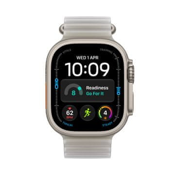 Apple Watch Ultra 4 pametna ura, Cellular, 49mm, Natural Titanium ohišje, Translucent Grey Ocean Band (mjad4qh/a)