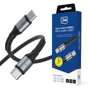 3M Dodatki - 3mk Hyper Cable N-SERIES C do C 1m PD 3.0 QC 3.0 48V/5A 240W Črna