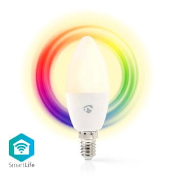 Nedis Barvna pametna LED žarnica SmartLife | Wi‑Fi | E14 | 470 lm | 4,9 W | RGB/topla do hladna bela | 2700–6500 K | Android/iOS | 1 kos