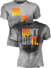 Moška vadbena majica s aktivnim tiskom, ki reagira na znoj, Don't Quit, siva, velikost L, dihljiva, elastična, lahka, hipoalergena, za fitnes, kardio, HIIT, TRX, trening z utežmi, darilo za fitnes