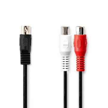 Nedis DIN avdio kabel | DIN 5-polni moški | 2x RCA ženski | Ponikljano | 0,20 m | Okrogla | PVC | Črna | Oznaka