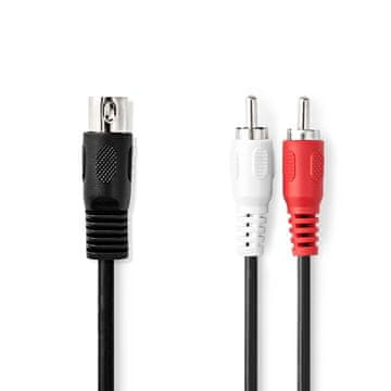 Nedis DIN ljudkabel | DIN 5-polni Hane | 2x RCA Hane | ponikljana | 1,00 m | Okrogla | PVC | Svart | Oznaka