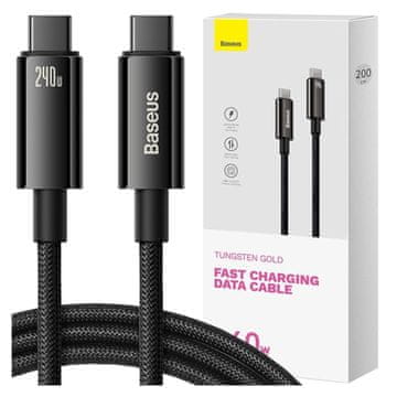 BASEUS Tungsten Gold 240W USB-C na USB-C kabel 2 m (črn)