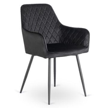 BE BRESSO Oblazinjen jedilni stol Črn žamet Modern Loft