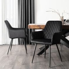 BE BRESSO Oblazinjen jedilni stol Črn žamet Modern Loft
