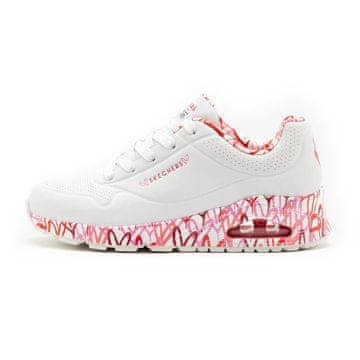 Skechers X Jgoldcrown Uno ženske superge - Loving Love Hearts bele (155506-WRPK) 38.0
