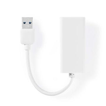 Nedis Omrežna kartica USB | USB 3.2 Gen 1 | 1 Gbps | USB-A moški | RJ45 ženski | 0,20 m | Okrogla | Ponikljano | Goli baker | Bela | Škatla