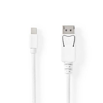 Nedis Mini DisplayPort kabel | DisplayPort 1.4 | Mini DisplayPort Hane | DisplayPort Hane | 48 Gbps | ponikljana | 2,00 m | Okrogla | PVC | Vit | pretisni omot