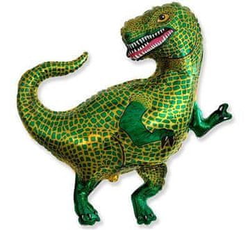 Flexmetal Zelen folijski balon z dinozavrom, tiranozaver 62 cm