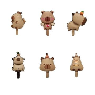 Komplet folijskih balonov Mini Capybara 27x38cm 6 kosov