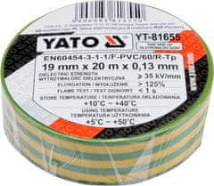 YATO Električni izolacijski trak 19mmx20mx0.13mm, rumeno-zelen YT-81655
