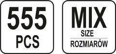 YATO KOMPLET RAVNIH ZATIČEV 555 KOSOV, MEŠANICA VELIKOSTI YT-06873