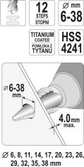 YATO STOPNIČNI SVEDER 6-38 MM YT-44740