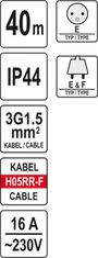 YATO 40 m YT-81054 podaljševalni kabel
