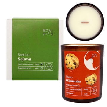 Sojina sveča Milk and Cookies, vanilija, jabolko, pomaranča, 190 g, EkoDetale