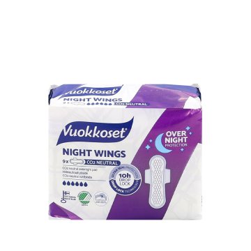 Nočni vložki s krilci NIGHT 9 kosov VUOKKOSET BELI