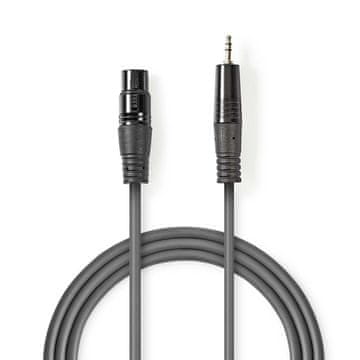 Nedis Uravnotežen zvočni kabel | XLR 3-polni moški | 3,5 mm moški | Ponikljano | 1,50 m | Okrogla | PVC | Temno siva | Kartonski ovoj