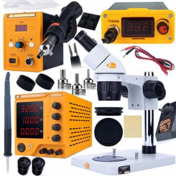 Rosfix binokularni stereo mikroskop MSGS-B-PS1 + ProTech Trio v1 (postaja na vroč zrak, spajkalna postaja, napajalnik T12)