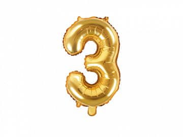 35 cm folija balon številka ''3'' zlate barve | FB10M-3-019