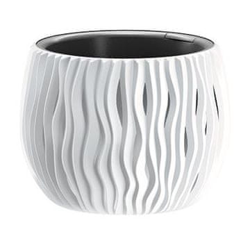 Cvetlični lonček BOWL SANDY z vložkom 18x14cm - bel