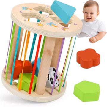 LESENI RAZVRŠČEVALEC KODC, FLEKSIBILNA SENZORIČNA KOCKA, RADIRKA MONTESSORI, 6 KODC