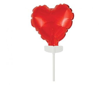 GoDan 8 cm folijski balon v obliki srca na palčki, rdeč | BS-4CRW