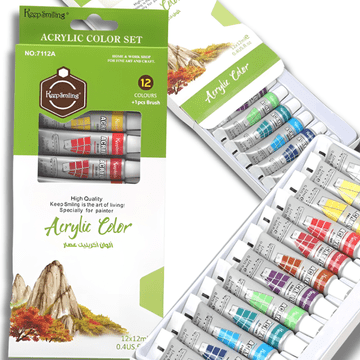 AKRILNE BARVE V TUBAH, KOMPLET 12 KOSOV PO 6 ML