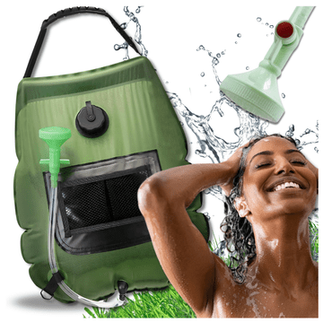 Solarni kamping tuš, 20L, prenosni rezervoar za vodo, kampiranje