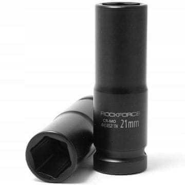 ROCKFORCE 1/2" 21 mm globok udarni nastavek, 6-kraki Cr-Mo, TANKOSTENSKI