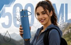 Termoska 500 ml + 3 skodelice Termo set iz nerjavečega jekla Turistično darilo Temno modra