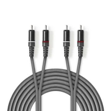 Nedis Stereoljudkabel | 2x RCA Hane | 2x RCA Hane | ponikljana | 1,50 m | Okrogla | Mörkgrå | Kartonski tulec