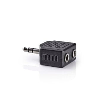 Nedis Stereo avdio adapter | 3,5 mm Hane | 2x 3,5 mm, Hona | Plošče iz niklja | Rak | ABS | Svart | 1 kos | Zaklepanje